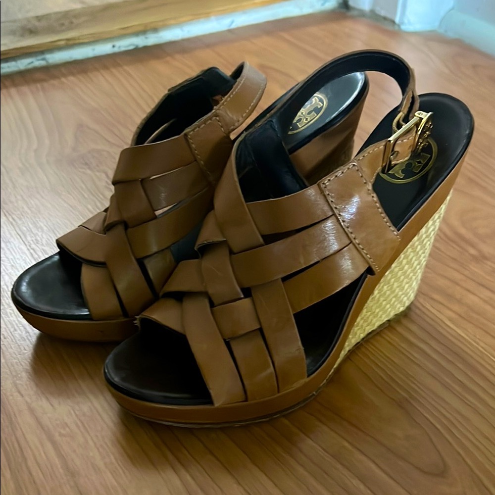 Tory Burch Brown Wedge Sandals